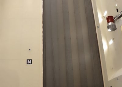 RF shielded curtain featuring custom designed lift system for large door shielding application.