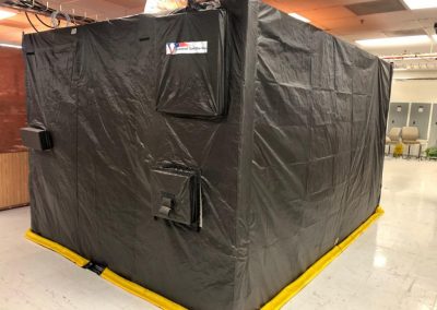 RF shielded screen room cover designed to reinforce a hard-sided chamber.